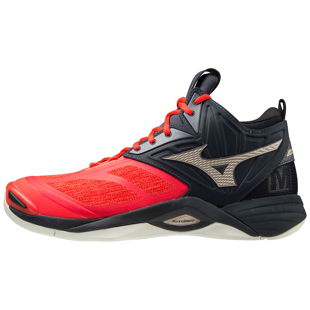 Mizuno Wave Momentum 2 Mid Cut Férfi Röplabda Cipő Piros/Arany FHP029574